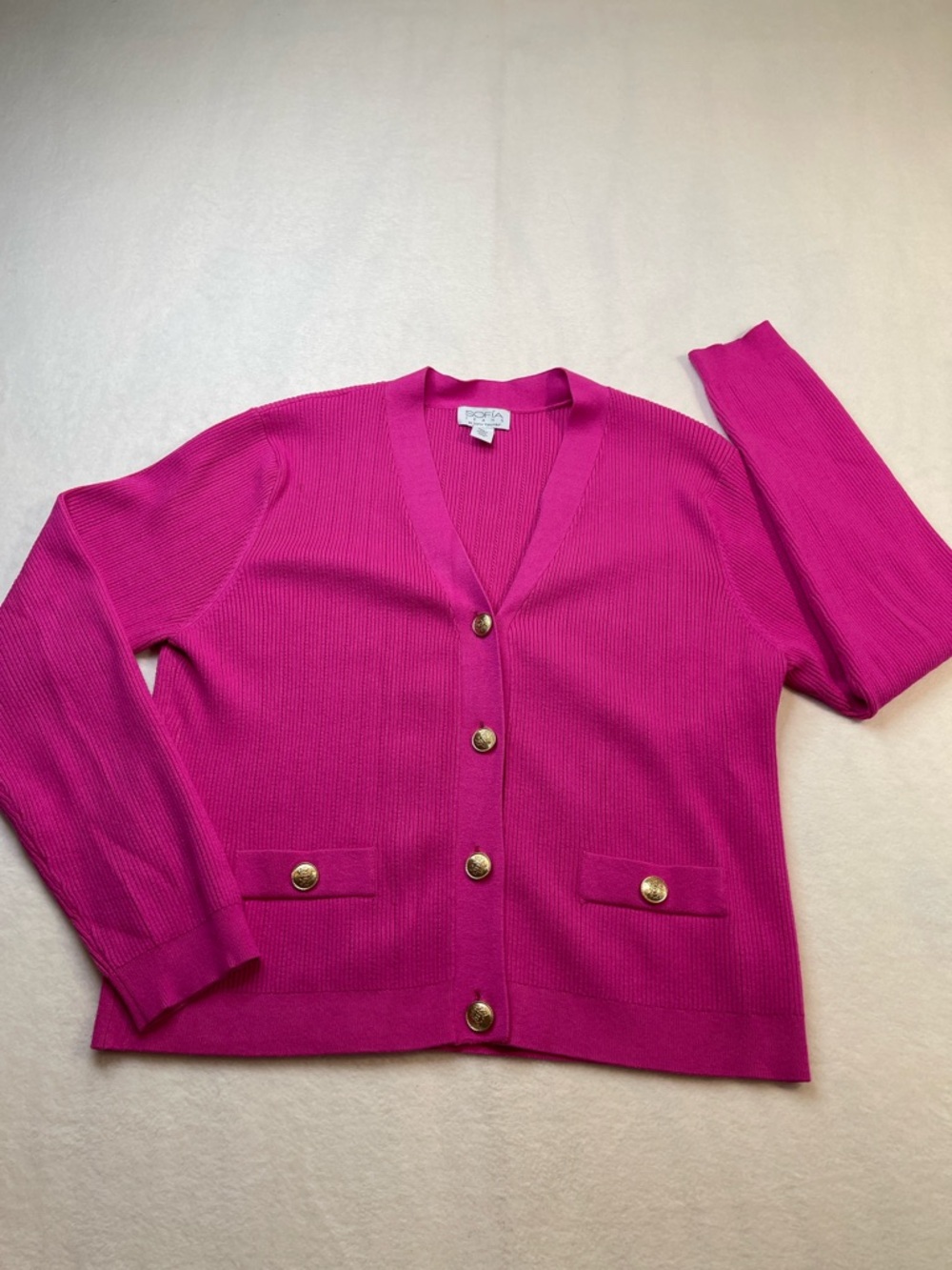 sofia by sofia vergara Bright Pink V-Neck Button Cardigan WOMENS SIZE XXL